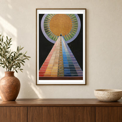 Altarpiece No. 1 Group X (1915) — Hilma af Klint shown in a styled interior