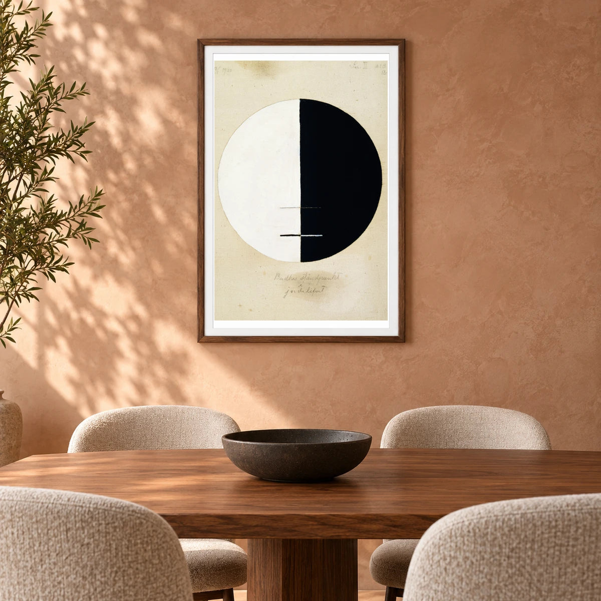 Buddhas Standpoint In The Earthly Life No. 3 (1920) — Hilma af Klint shown in a styled interior