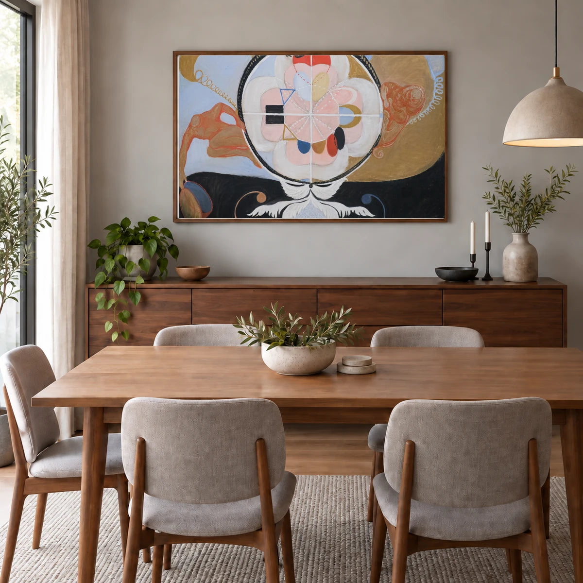 Evolution, No. 13, Group Vi (1908) — Hilma af Klint shown in a styled interior