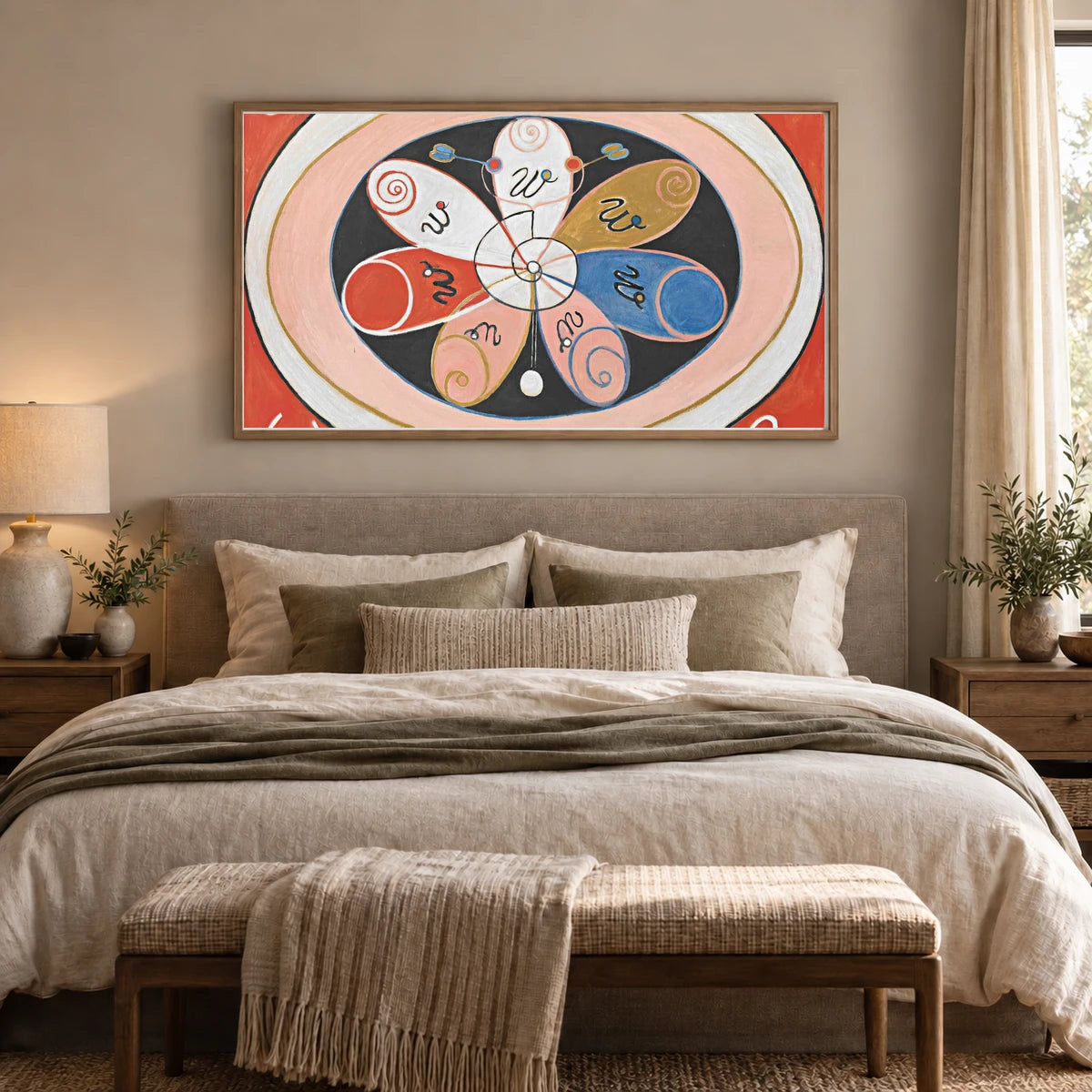 Evolution, No. 15, Group Iv, The Seven Pointed Stars (1907) — Hilma af Klint shown in a styled interior