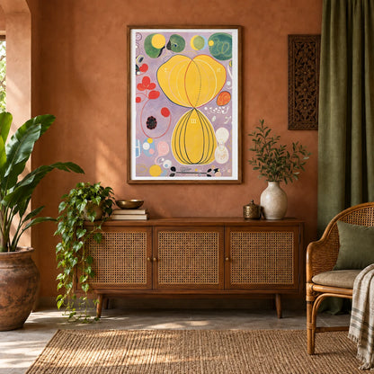 Group Iv, No. 7, The Ten Largest, Adulthood (1907) — Hilma af Klint shown in a styled interior