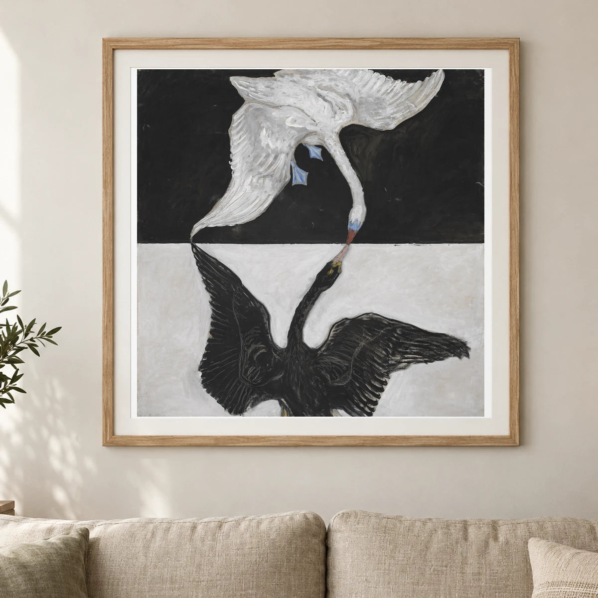 Group Ix,suw, The Swan, No. 1 (1915) — Hilma af Klint shown in a styled interior