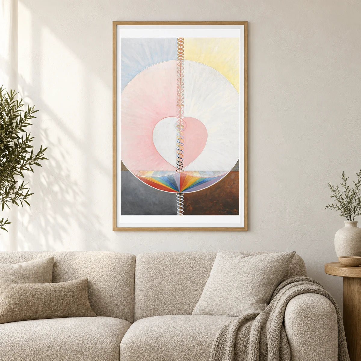 Group Ix,uw No. 25, The Dove, No. 1 (1915) — Hilma af Klint shown in a styled interior