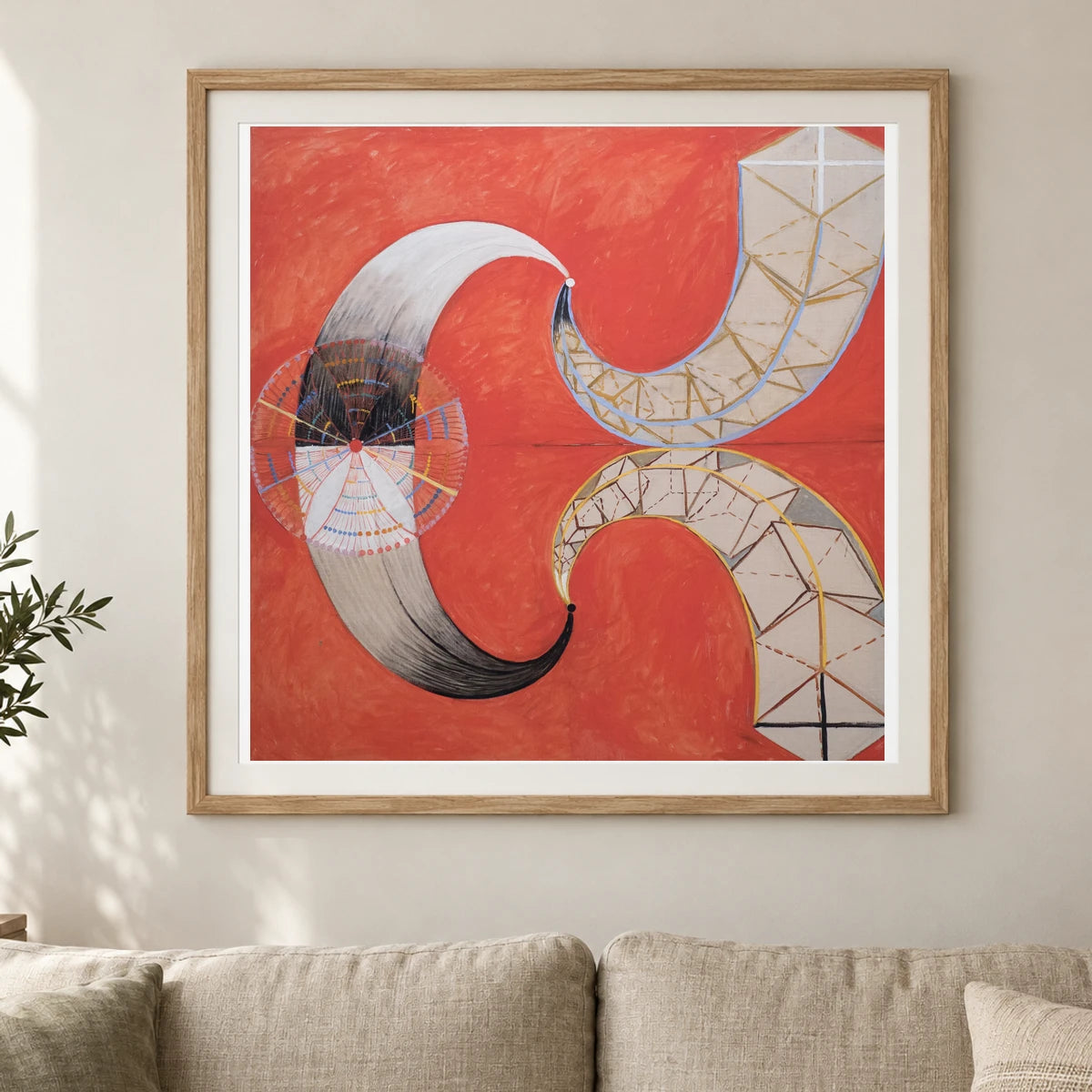 Group Ix Suw, The Swan, No. 9 (1915) — Hilma af Klint shown in a styled interior