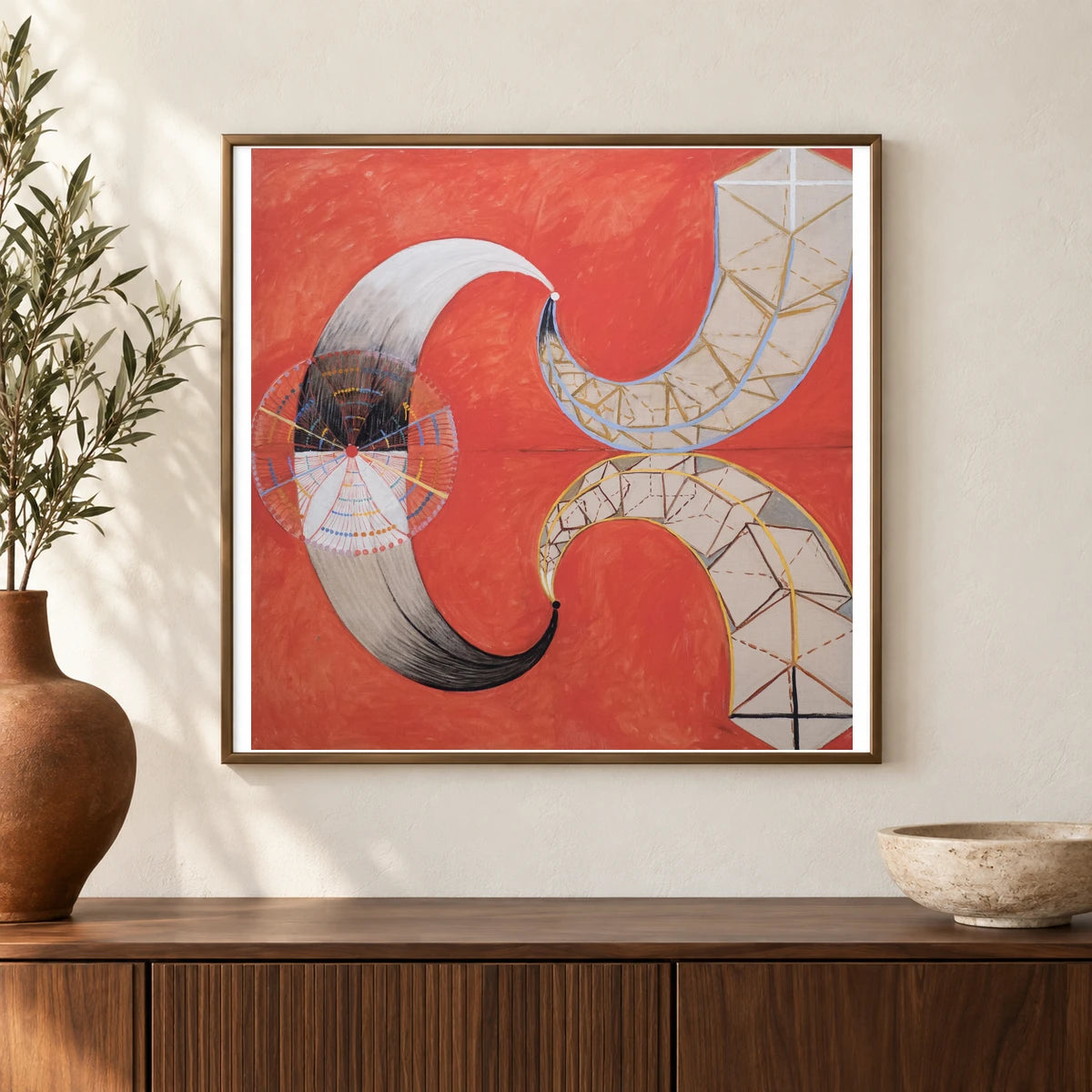 Group Ix Suw, The Swan, No. 9 (1915) — Hilma af Klint shown in a styled interior