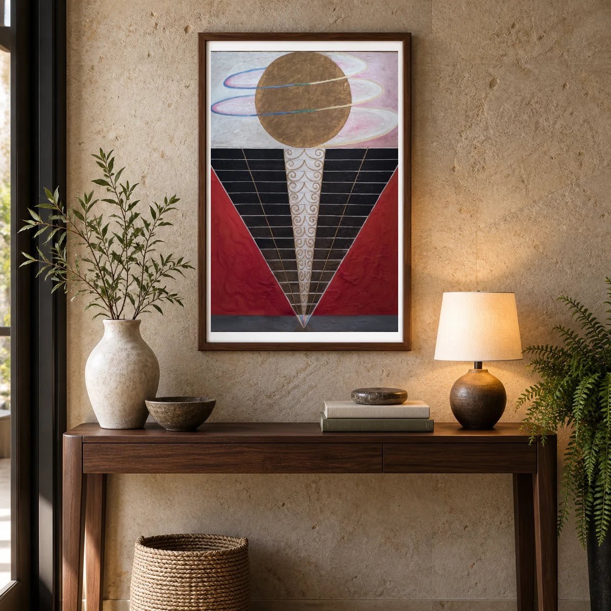 Group X, No. 2, Altarpiece (1915) — Hilma af Klint shown in a styled interior