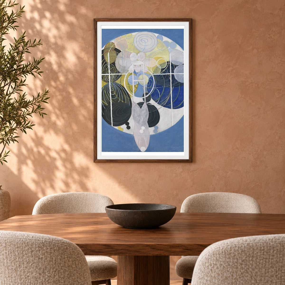 The Large Figure Paintings, No. 5 Group 3 (1907) — Hilma af Klint shown in a styled interior
