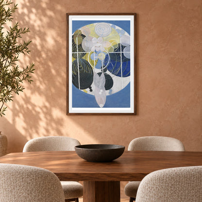 The Large Figure Paintings, No. 5 Group 3 (1907) — Hilma af Klint shown in a styled interior