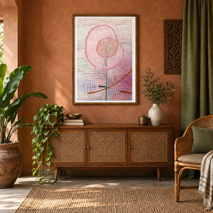 Flourishing (1934) — Paul Klee shown in a styled interior