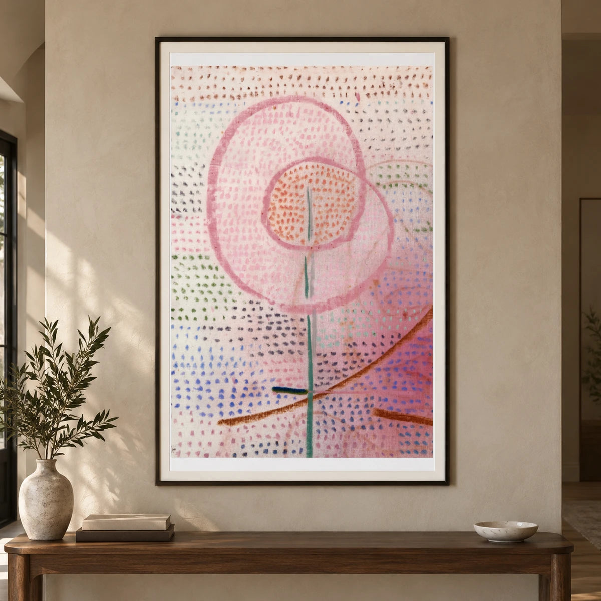 Flourishing (1934) — Paul Klee shown in a styled interior