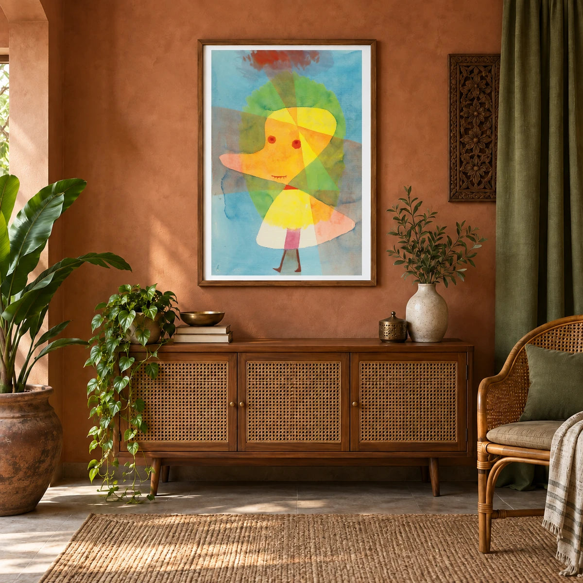 Kleiner Gartengeist (small Garden Ghost) (1929) — Paul Klee shown in a styled interior