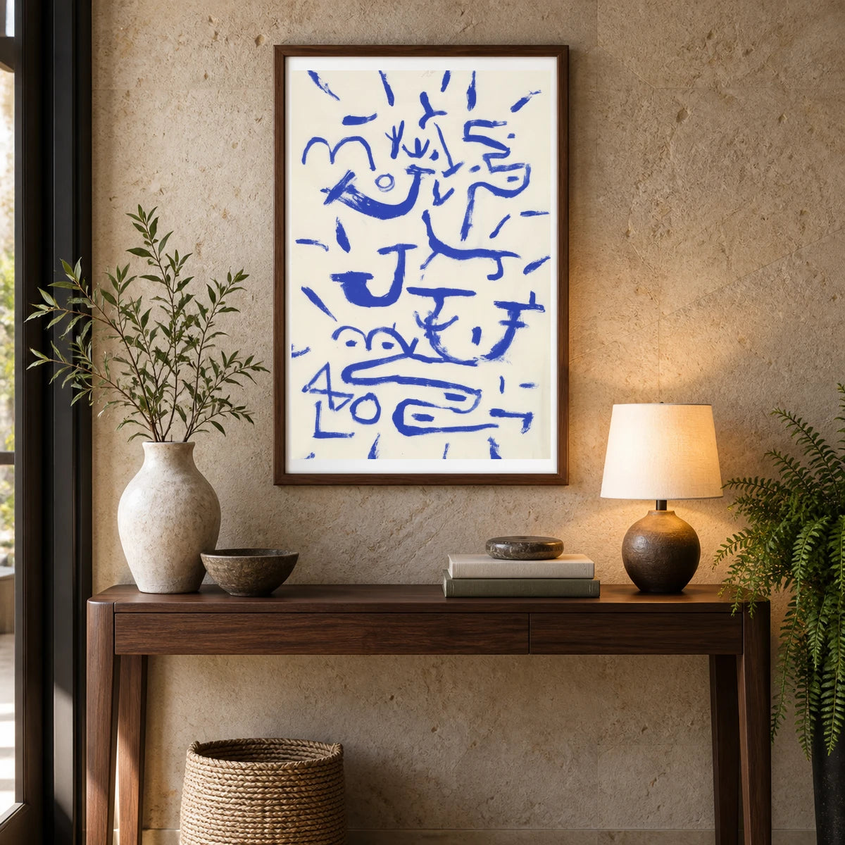 Kriechendes Und Baumendes (creeper And Climber) (1937) — Paul Klee shown in a styled interior