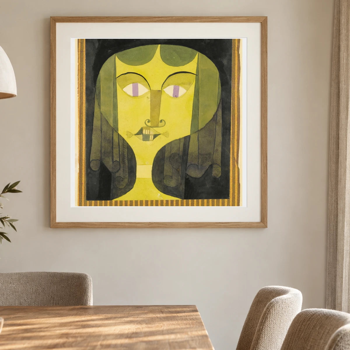 Portrait Of A Violet Eyed Woman (1921) — Paul Klee shown in a styled interior