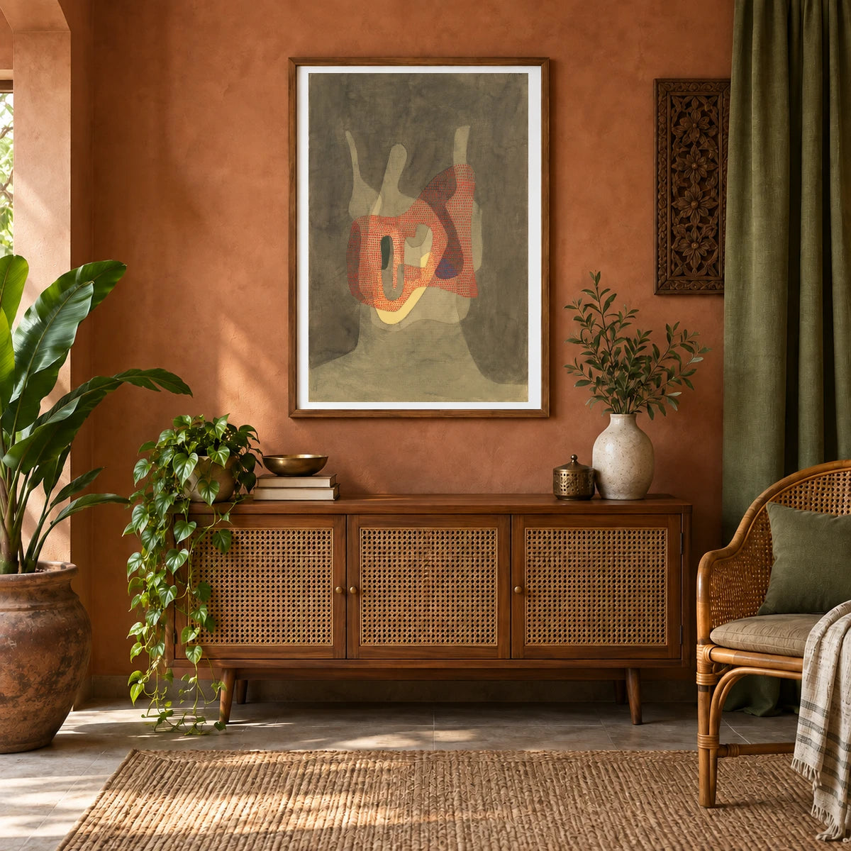 Schützerin (protectress) (1932) — Paul Klee shown in a styled interior