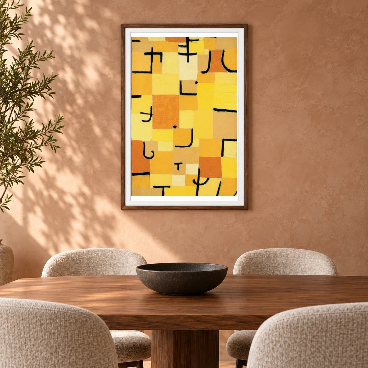 Signs In Yellow (1937) — Paul Klee shown in a styled interior