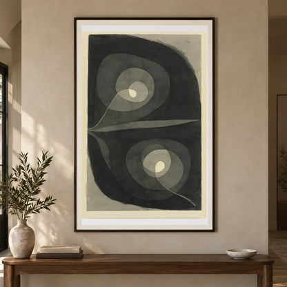 Spiralschraubenblüten I (spiral Screw Flowers I) (1932) — Paul Klee shown in a styled interior