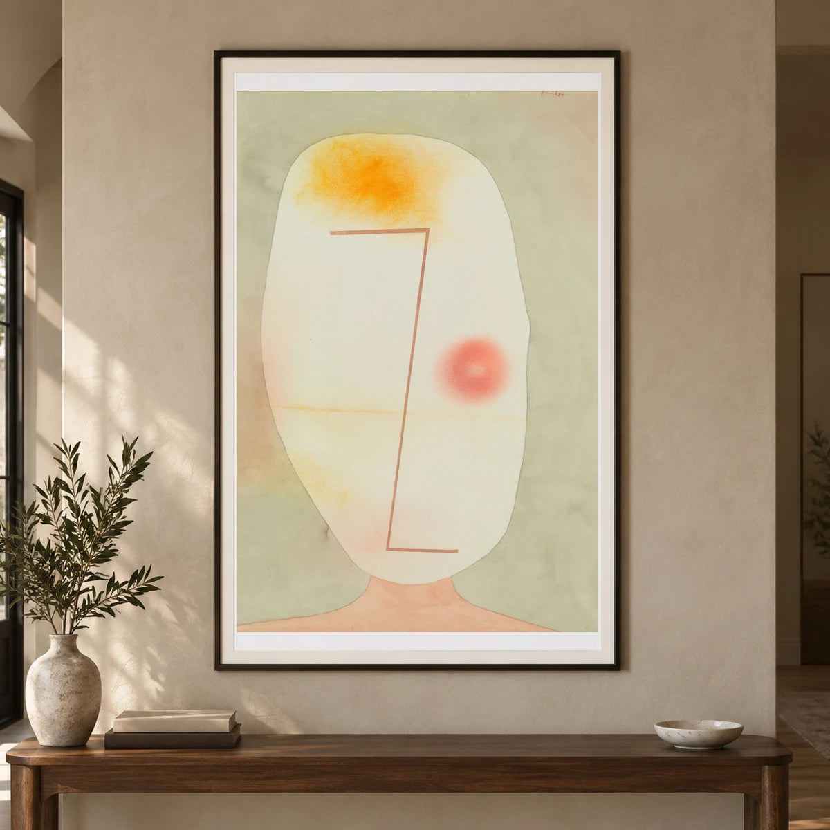 Untitled (kopf) (1934) — Paul Klee shown in a styled interior