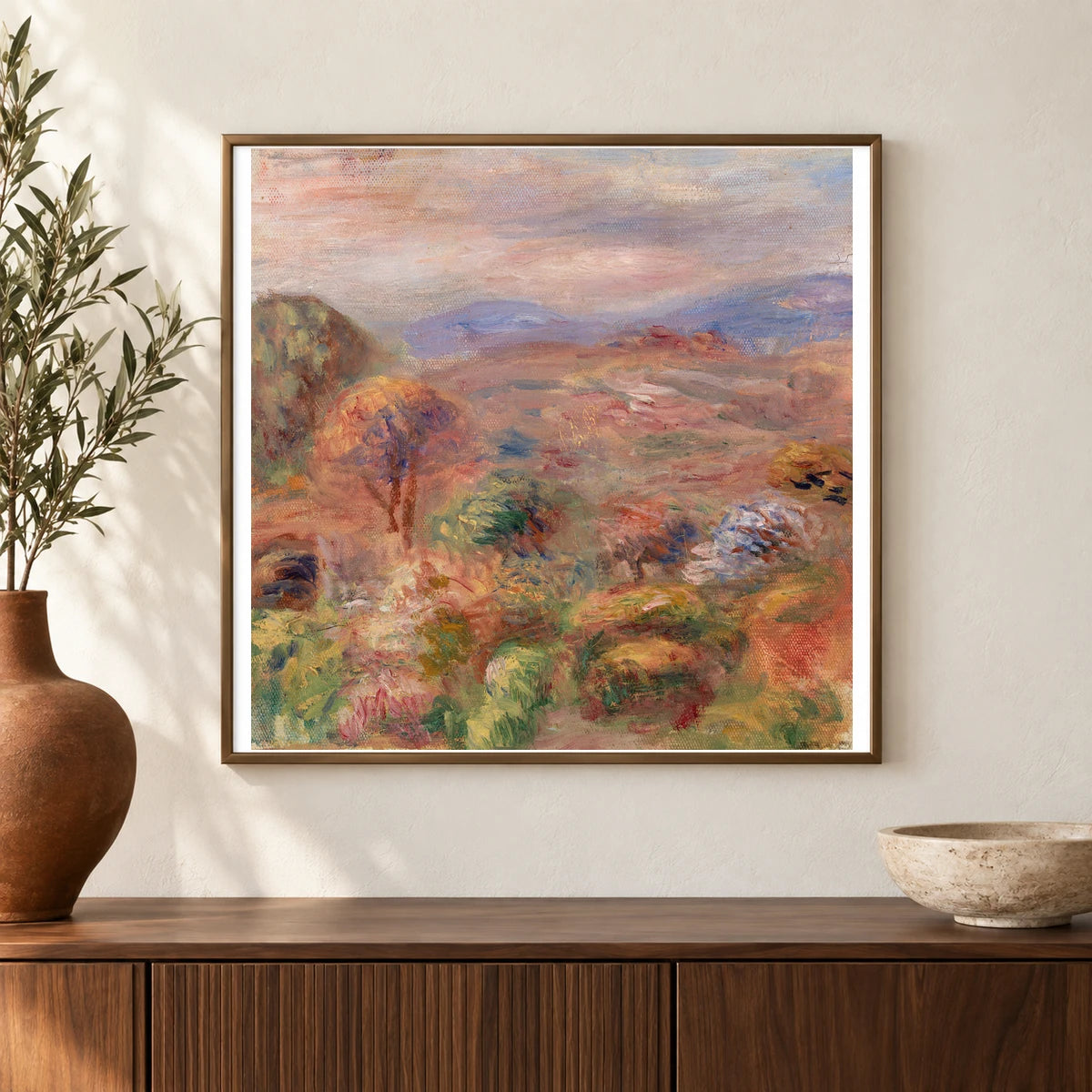 Landscape (paysage) (c. 1911) — Pierre-Auguste Renoir shown in a styled interior