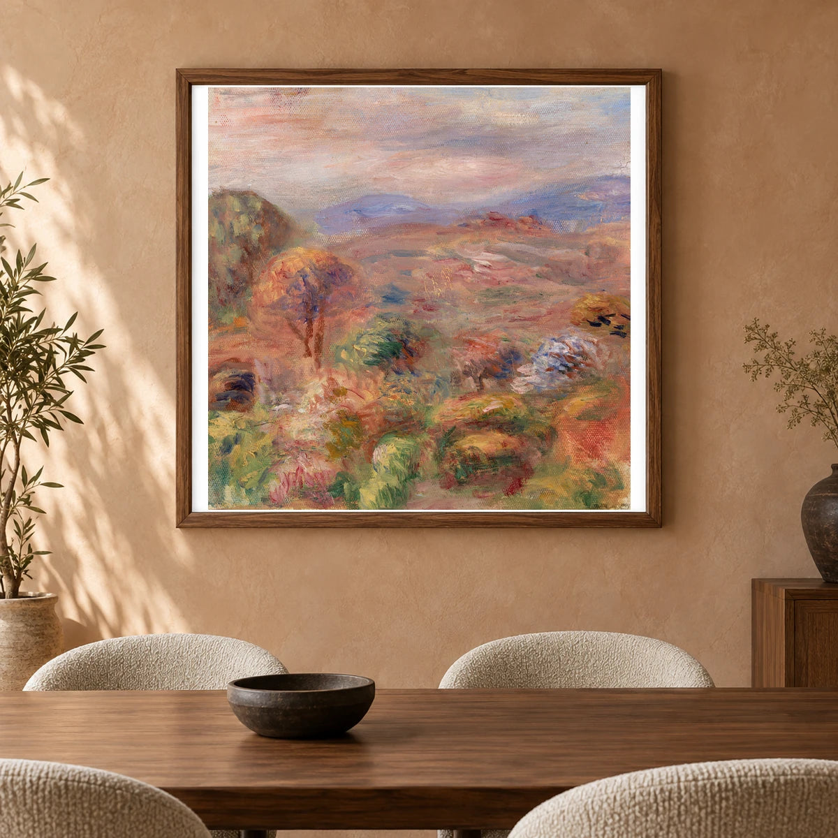 Landscape (paysage) (c. 1911) — Pierre-Auguste Renoir shown in a styled interior