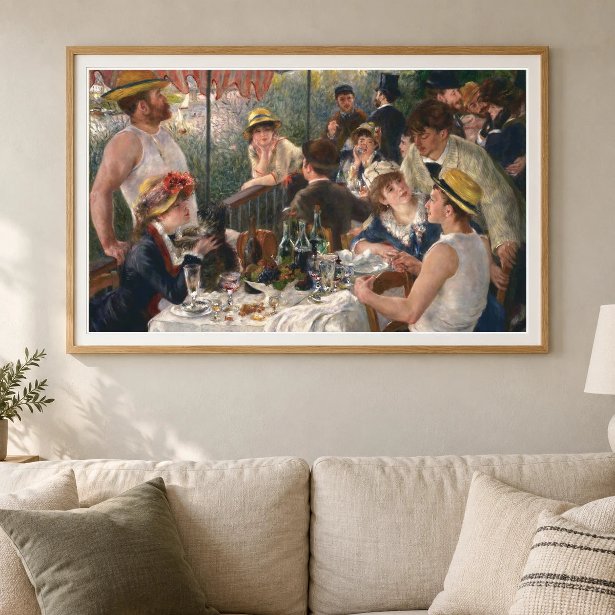 Luncheon Of The Boating Party — Pierre-Auguste Renoir shown in a styled interior