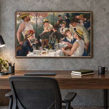Luncheon Of The Boating Party — Pierre-Auguste Renoir shown in a styled interior