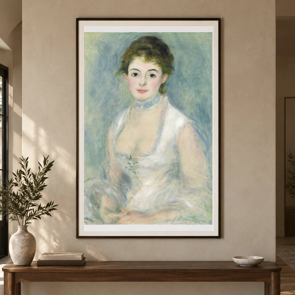 Madame Henriot (c. 1876) — Pierre-Auguste Renoir shown in a styled interior