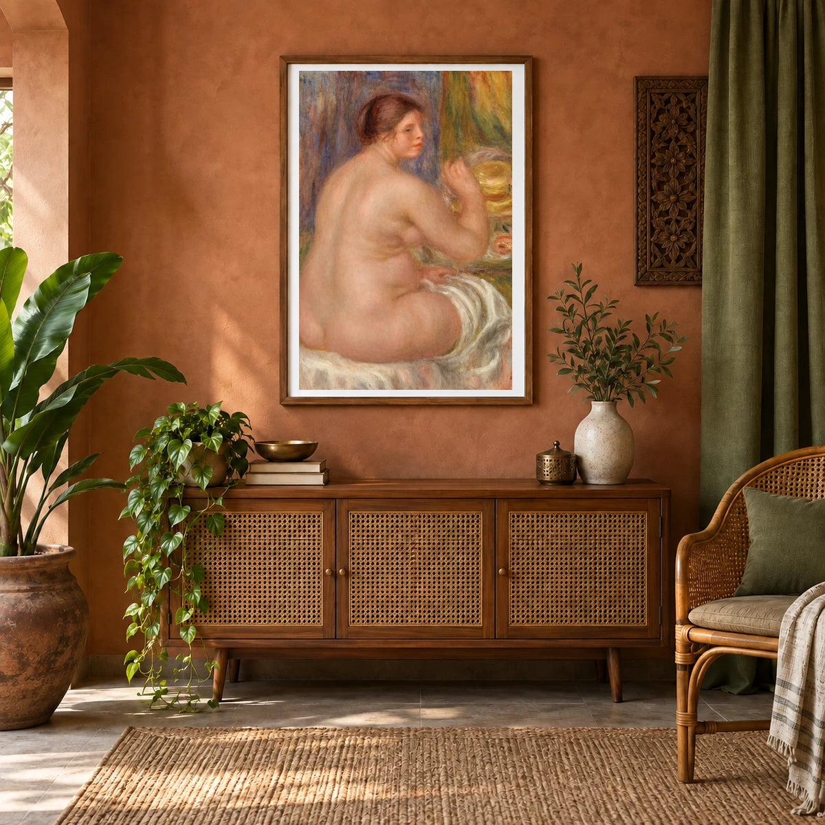 Nude From The Back (nu De Dos) (1917) — Pierre-Auguste Renoir shown in a styled interior