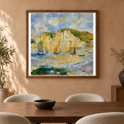 Sea And Cliffs (ca. 1885) — Pierre-Auguste Renoir shown in a styled interior