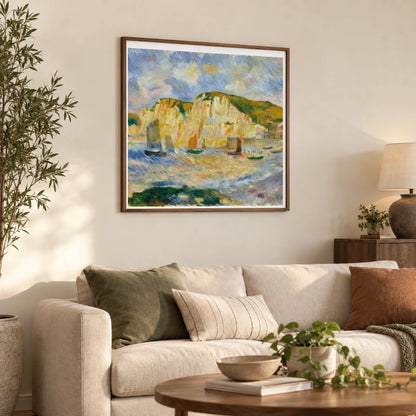 Sea And Cliffs (ca. 1885) — Pierre-Auguste Renoir shown in a styled interior