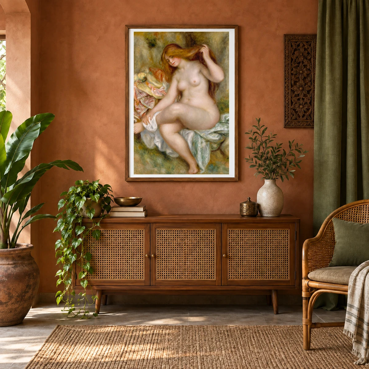 Seated Bather (between 1903 And 1906) — Pierre-Auguste Renoir shown in a styled interior