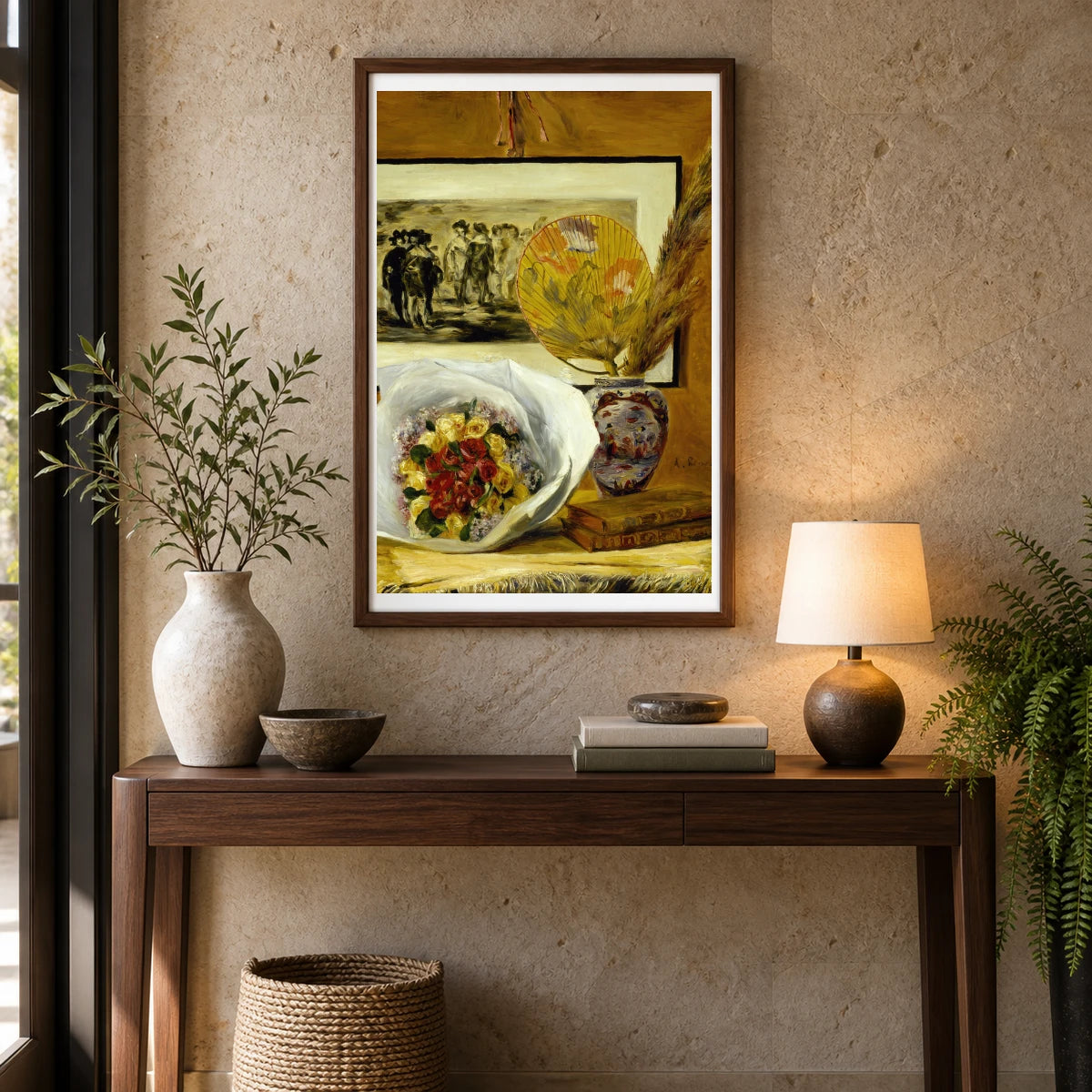 Still Life With Bouquet — Pierre-Auguste Renoir shown in a styled interior