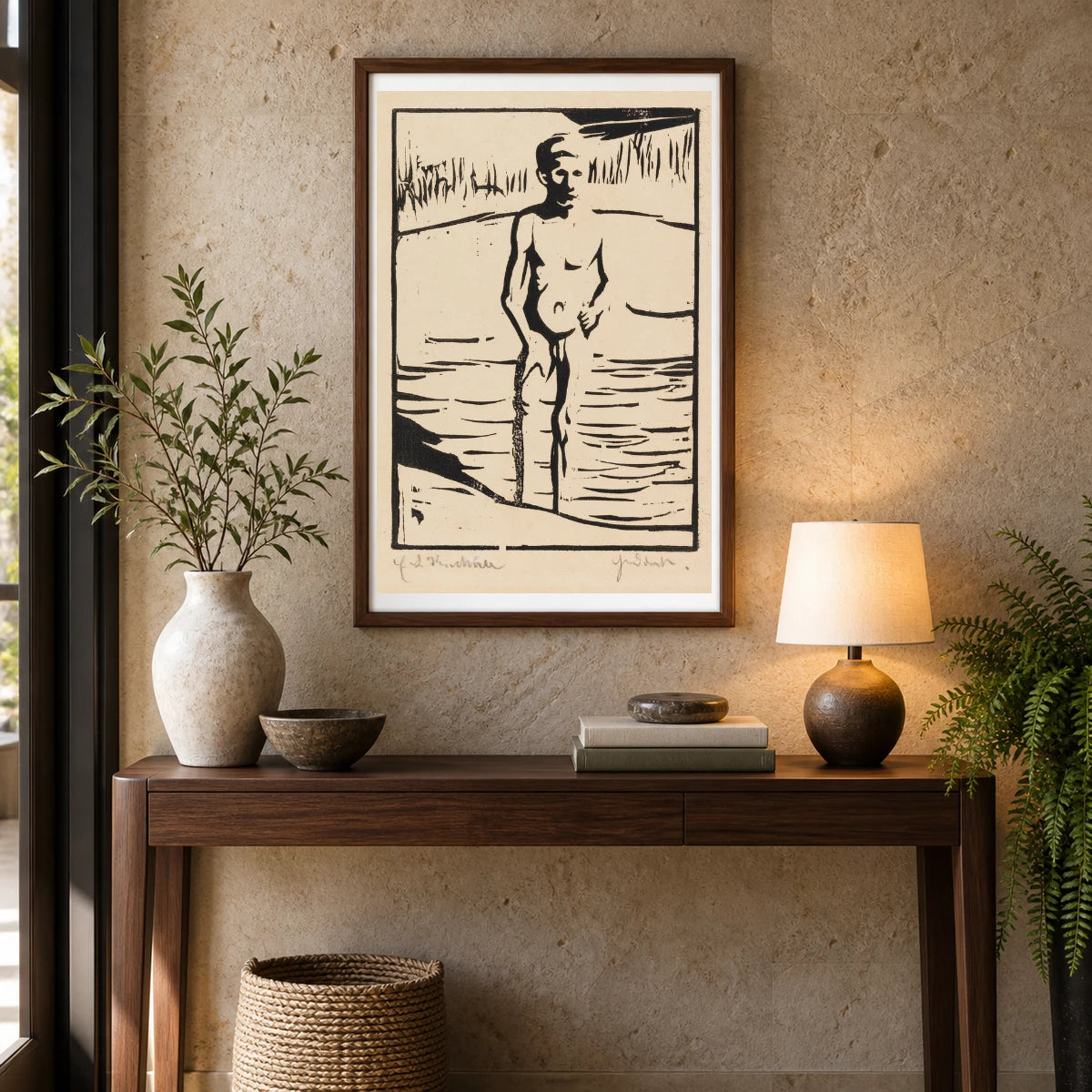 Badender Junge (1904) — Ernst Ludwig Kirchner shown in a styled interior