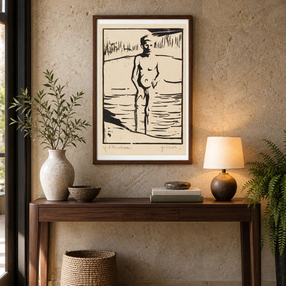 Badender Junge (1904) — Ernst Ludwig Kirchner shown in a styled interior