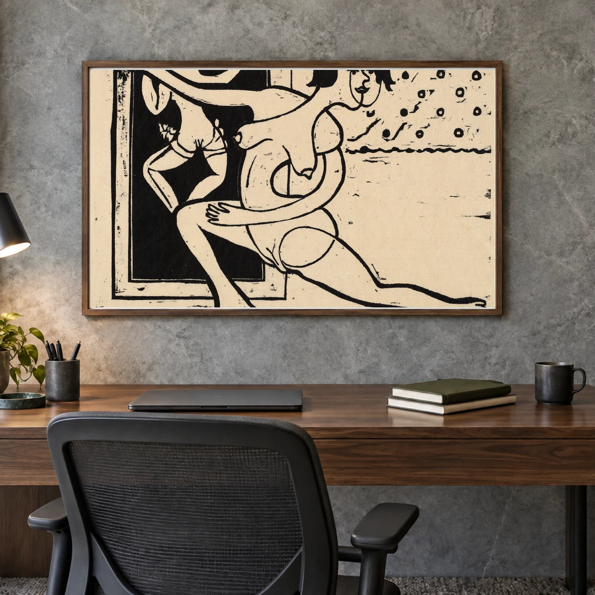 Dancer Practicing (1934) — Ernst Ludwig Kirchner shown in a styled interior