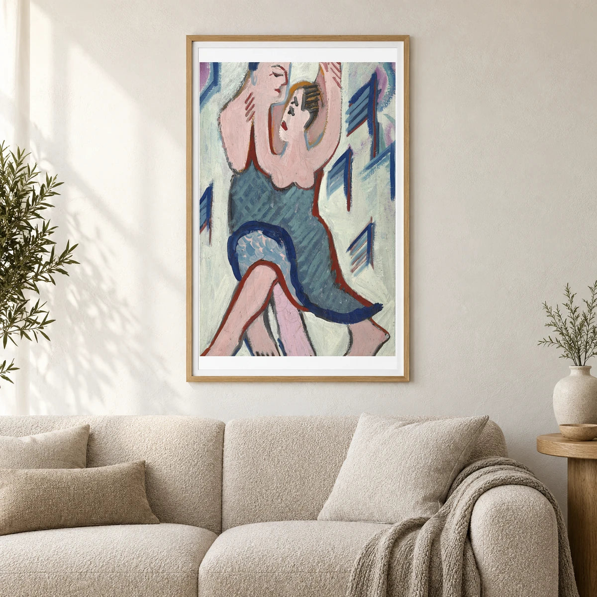 Dancing Couple In The Snow (reverse) (1928 1929) — Ernst Ludwig Kirchner shown in a styled interior