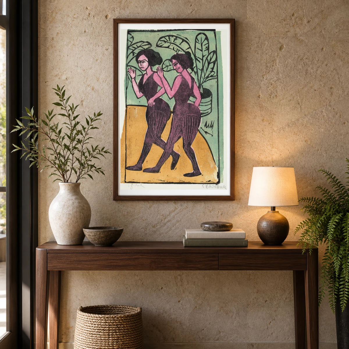 English Step Dancers (1911) — Ernst Ludwig Kirchner shown in a styled interior