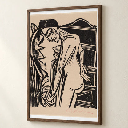 Female Nude Before A Cabinet (1916) — Ernst Ludwig Kirchner ernst ludwig kirchner print by SaamCrafts