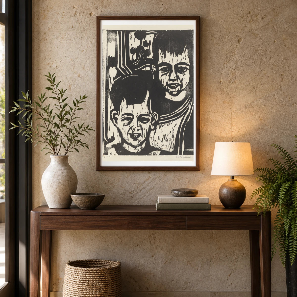 Kinderporträt K H. – Zwei Knaben (köhler Haußen) (1908) — Ernst Ludwig Kirchner shown in a styled interior