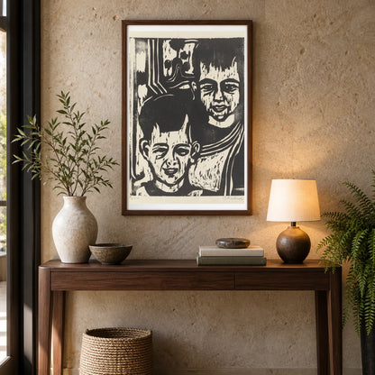 Kinderporträt K H. – Zwei Knaben (köhler Haußen) (1908) — Ernst Ludwig Kirchner shown in a styled interior