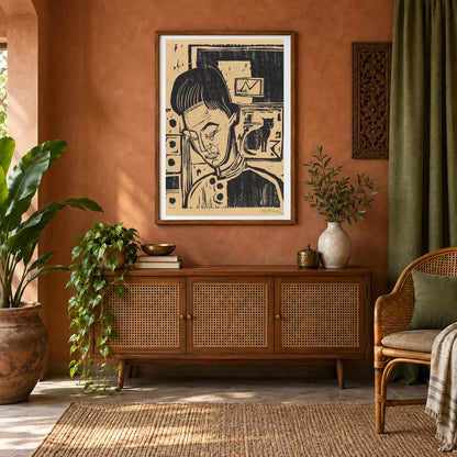 Knabenkopf Andreas (1924) — Ernst Ludwig Kirchner shown in a styled interior