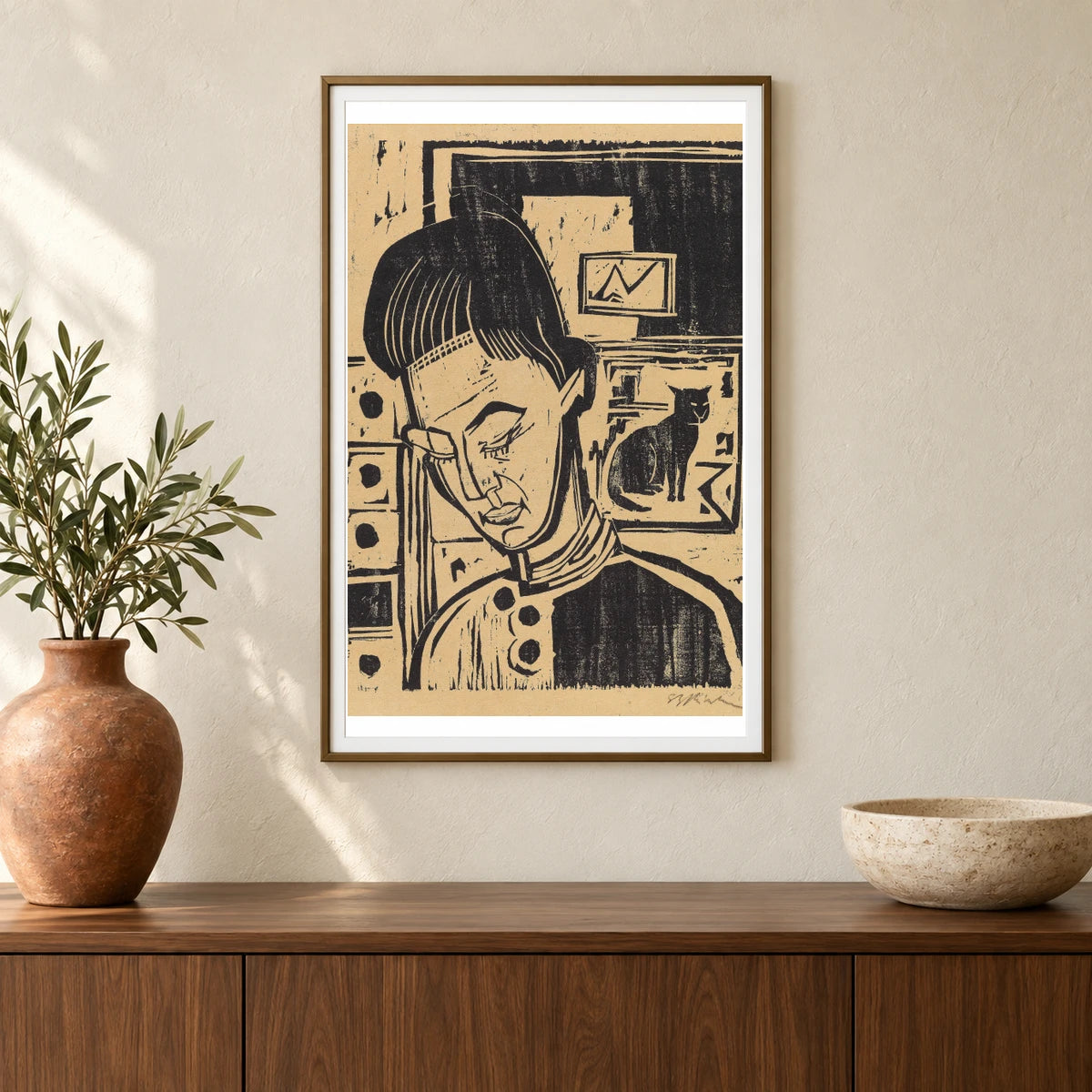 Knabenkopf Andreas (1924) — Ernst Ludwig Kirchner shown in a styled interior