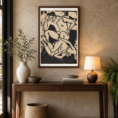 Nacktes Paar Auf Einem Kanapee (1909) — Ernst Ludwig Kirchner shown in a styled interior