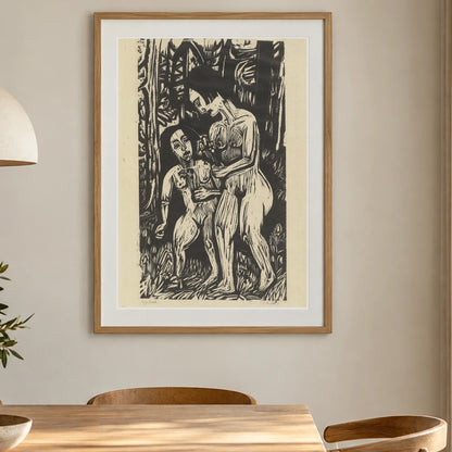 Zwei Nackte Mädchen Mit Blumen (1923) — Ernst Ludwig Kirchner shown in a styled interior