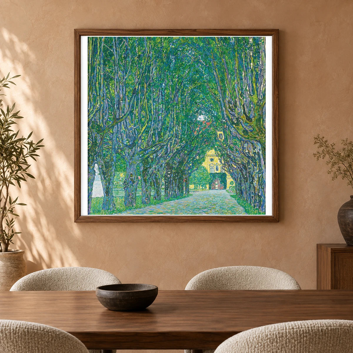 Avenue To The Kammer Castle (1912) — Gustav Klimt shown in a styled interior
