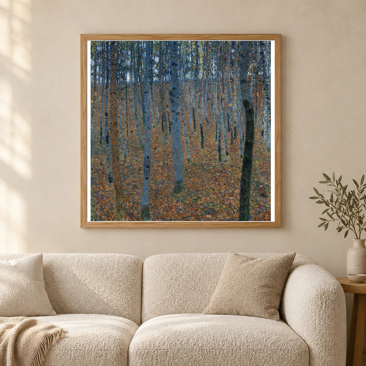 Beech Grove I — Gustav Klimt shown in a styled interior