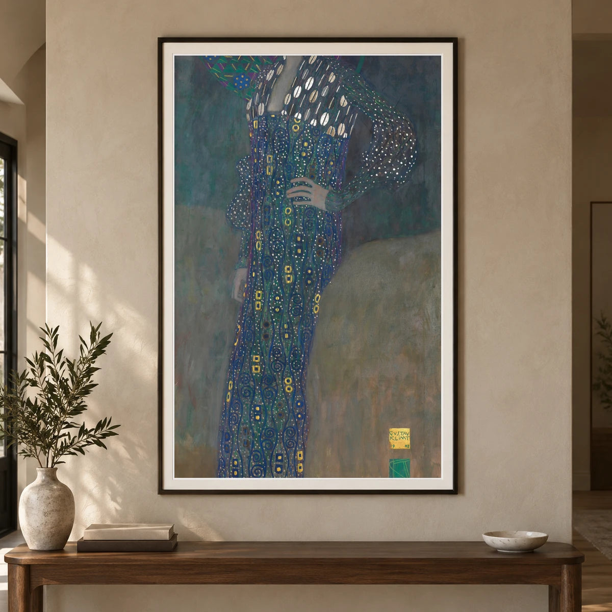 Bildnis Emilie Flöge (1902) — Gustav Klimt shown in a styled interior
