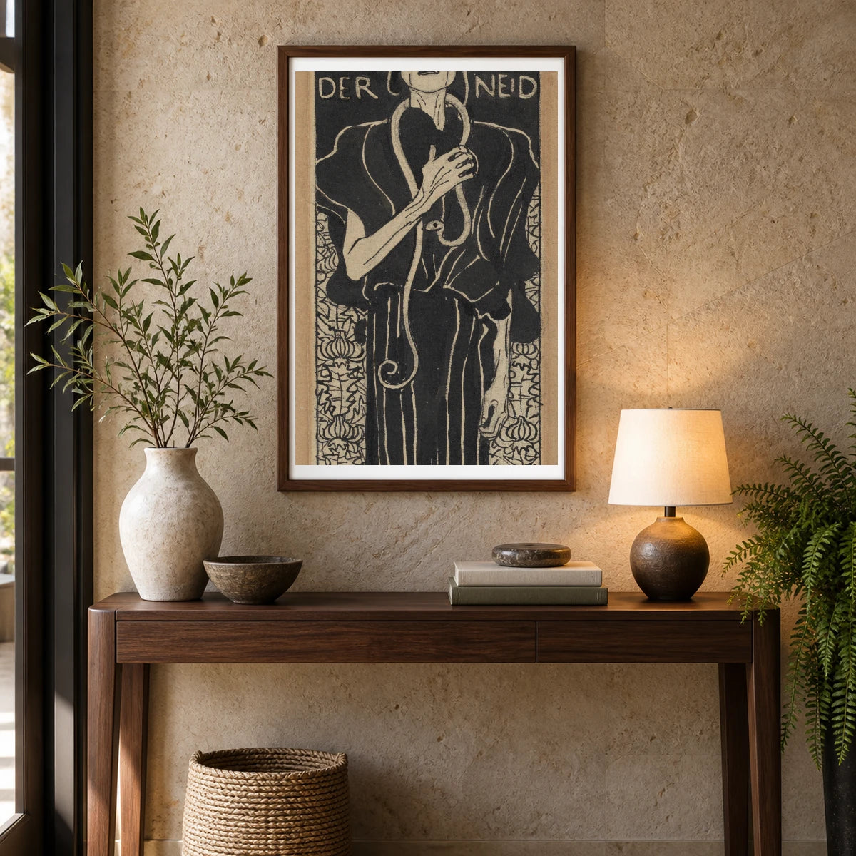 Der Neid — Gustav Klimt shown in a styled interior