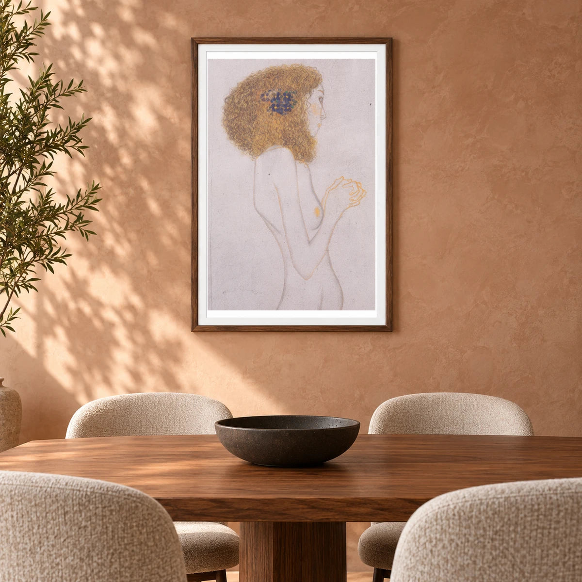 Die Leiden Der Schwachen Menschen (1902) — Gustav Klimt shown in a styled interior