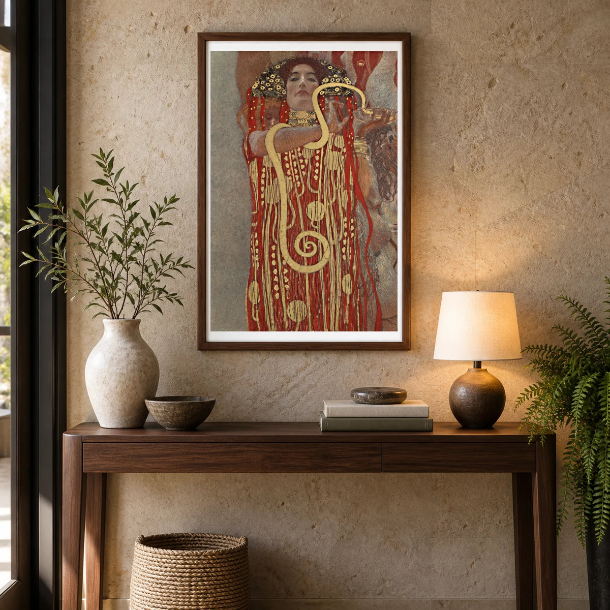 Hygieia — Gustav Klimt shown in a styled interior