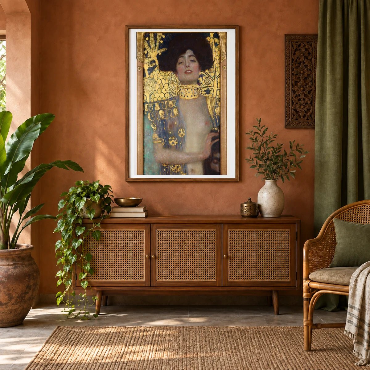 Judith (1901) — Gustav Klimt shown in a styled interior